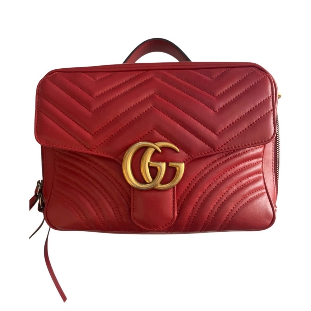 Gucci Red Quilted GG Shoulder Bag with Gold Hardware